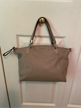 Coach Taupe Leather Shoulder Tote with Gold Hardware